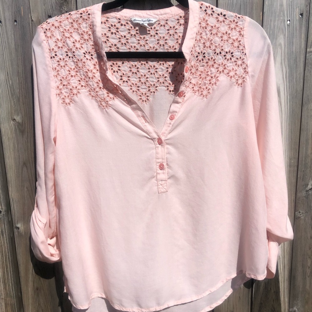 American Eagle Cuffed Lace Top